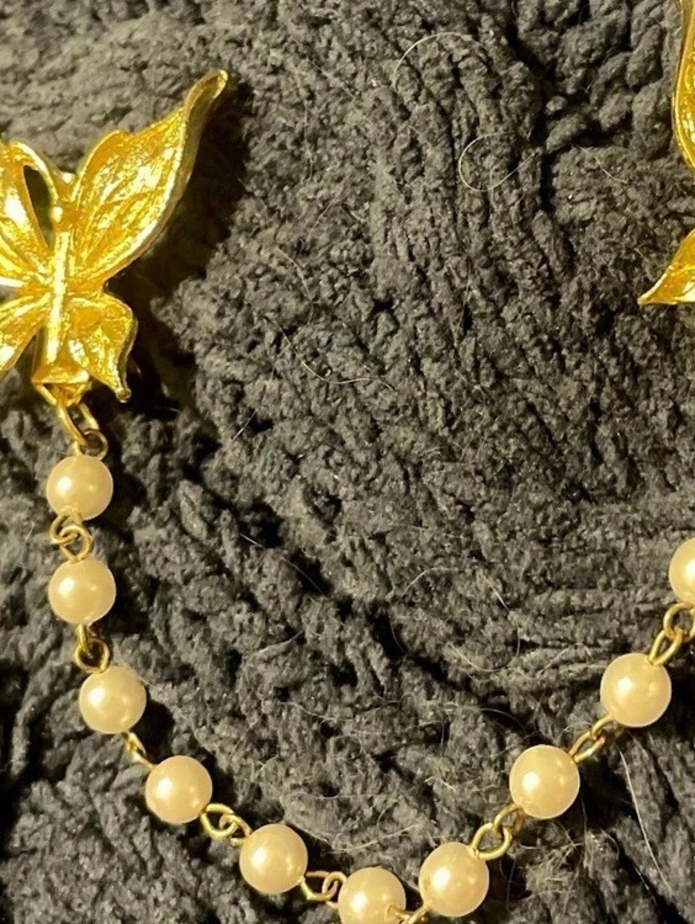 Gold Butterfly & Pearl Extender/Connector